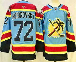 Mens Florida Panthers #72 Sergei Bobrovsky Blue 2024 Reverse Retro Stitched Jersey